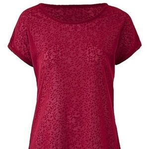 SIMPLY BE. ANTHOLOGY JERSEY JACQUARD TOP - BURGUNDY SIZE 16 (NEW WITH TAGS) A15